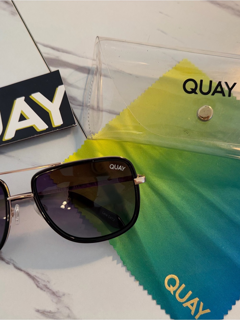Quay Australia Women’s Black Sunglasses with Gradient Lenses / Gold Frame